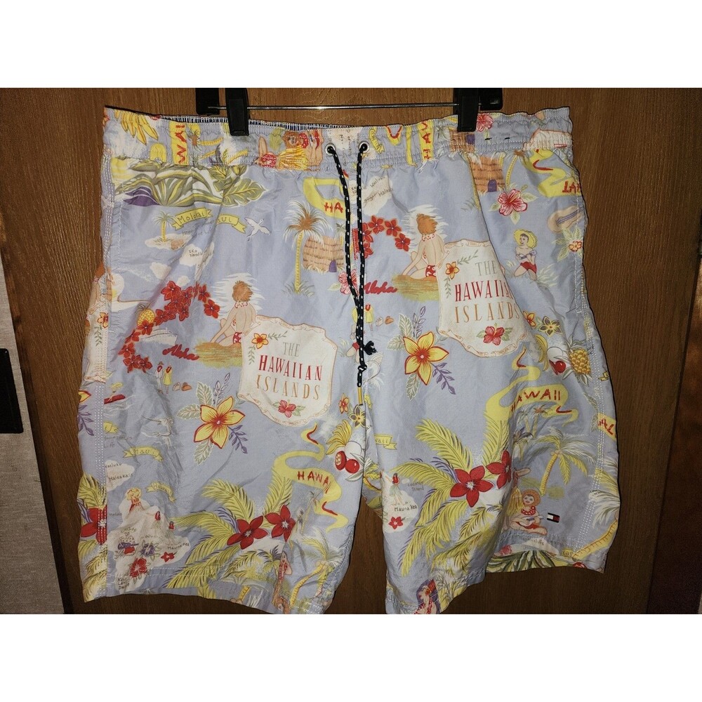Tommy Hilfiger Swim Shorts Trunks Hawaiian Mesh Lined Pockets Men's XL / 36"